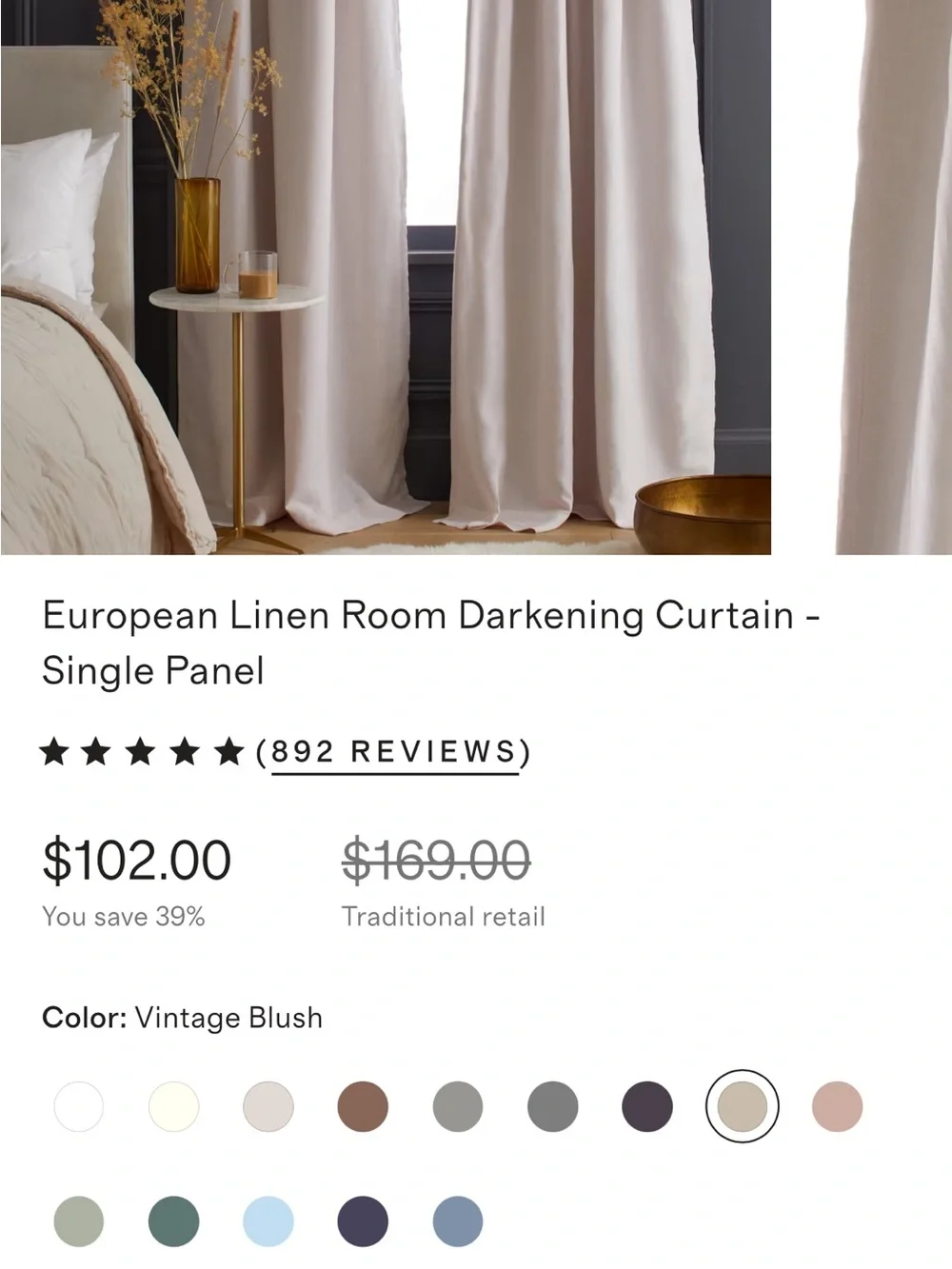 TWO (2) New Quince European Linen True Blackout Curtains in White w minor flaws